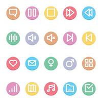 Circle color outline icons for User interface. vector