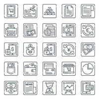 Outline icons for banking and finance. vector