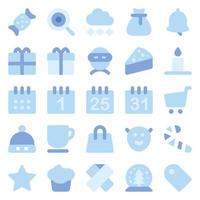 Blue flat icons for christmas. vector