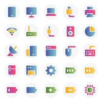 iconos de color degradado para electrónica. vector