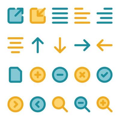 Filled color outline icons for User interface.