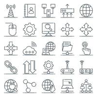 iconos de contorno para redes y comunicación. vector