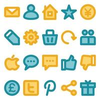 Filled color outline icons for Social media. vector