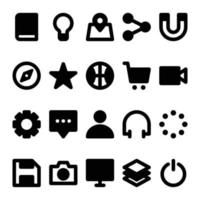 Glyph icons for User interface. vector