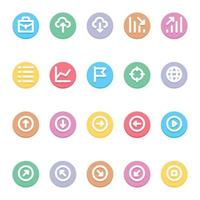 Circle color outline icons for User interface. vector