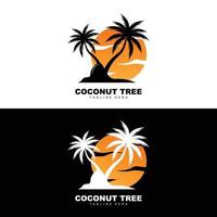 logotipo de árbol de coco, vector de árbol oceánico, diseño para plantillas, marca de producto, logotipo de objeto de turismo de playa