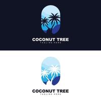 logotipo de árbol de coco, vector de árbol oceánico, diseño para plantillas, marca de producto, logotipo de objeto de turismo de playa