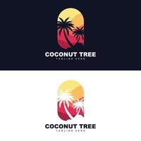 logotipo de árbol de coco, vector de árbol oceánico, diseño para plantillas, marca de producto, logotipo de objeto de turismo de playa