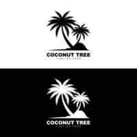 logotipo de árbol de coco, vector de árbol oceánico, diseño para plantillas, marca de producto, logotipo de objeto de turismo de playa