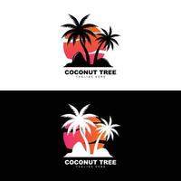 logotipo de árbol de coco, vector de árbol oceánico, diseño para plantillas, marca de producto, logotipo de objeto de turismo de playa