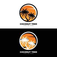 logotipo de árbol de coco, vector de árbol oceánico, diseño para plantillas, marca de producto, logotipo de objeto de turismo de playa