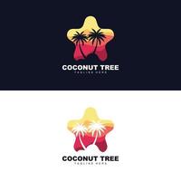 logotipo de árbol de coco, vector de árbol oceánico, diseño para plantillas, marca de producto, logotipo de objeto de turismo de playa