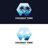 logotipo de árbol de coco, vector de árbol oceánico, diseño para plantillas, marca de producto, logotipo de objeto de turismo de playa