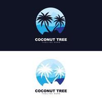 Coconut Tree Logo, Ocean Tree Vector, Design For Templates, Product Branding, Beach Tourism Object Logo vector