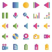 Gradient color icons for Media. vector