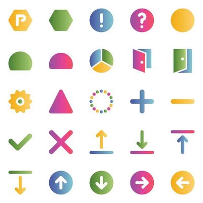 Gradient color icons for Sign and Symbol.