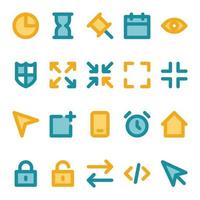 iconos de contorno de color rellenos para la interfaz de usuario. vector