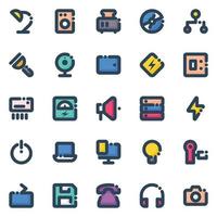 Filled color outline icons for Electronics. vector