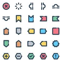 iconos de contorno de color relleno para signo y símbolo. vector