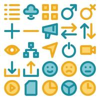 Filled color outline icons for Social media. vector