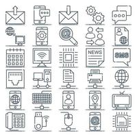 iconos de contorno para redes y comunicación. vector