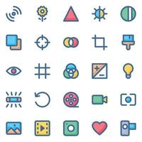 Filled color outline icons for Camera. vector