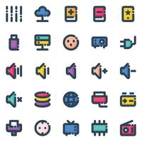 Filled color outline icons for Electronics. vector