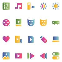 Gradient color icons for Media. vector