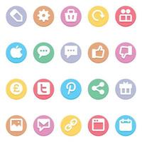 Circle color glyph icons for Social media. vector