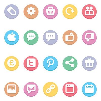 Circle color glyph icons for Social media.
