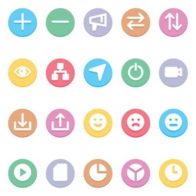 Circle color glyph icons for Social media.