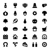 Glyph icons for Thanksgiving. vector