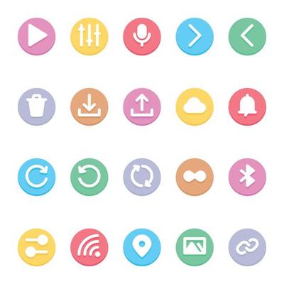 Circle color glyph icons for User interface.