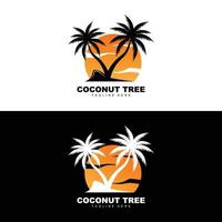 logotipo de árbol de coco, vector de árbol oceánico, diseño para plantillas, marca de producto, logotipo de objeto de turismo de playa