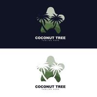 logotipo de árbol de coco, vector de árbol oceánico, diseño para plantillas, marca de producto, logotipo de objeto de turismo de playa