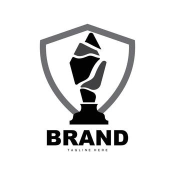 Trophy Logo Design, Award Winner Championship Trophy Vector, Success Brand vector