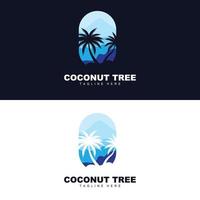 logotipo de árbol de coco, vector de árbol oceánico, diseño para plantillas, marca de producto, logotipo de objeto de turismo de playa