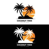 logotipo de árbol de coco, vector de árbol oceánico, diseño para plantillas, marca de producto, logotipo de objeto de turismo de playa