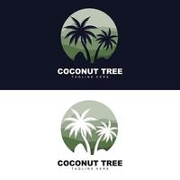 logotipo de árbol de coco, vector de árbol oceánico, diseño para plantillas, marca de producto, logotipo de objeto de turismo de playa