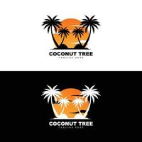 logotipo de árbol de coco, vector de árbol oceánico, diseño para plantillas, marca de producto, logotipo de objeto de turismo de playa