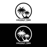 logotipo de árbol de coco, vector de árbol oceánico, diseño para plantillas, marca de producto, logotipo de objeto de turismo de playa