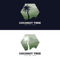 logotipo de árbol de coco, vector de árbol oceánico, diseño para plantillas, marca de producto, logotipo de objeto de turismo de playa