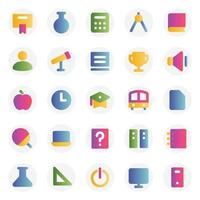 Gradient color icons for Education. vector