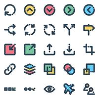 iconos de contorno de color relleno para signo y símbolo. vector