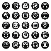 Black circle outline icons for Electronics. vector