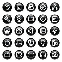 iconos de contorno de círculo negro para electrónica. vector