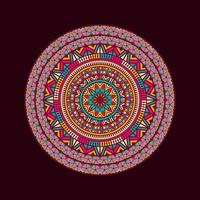 Colorful floral decorative mandala design on black background vector