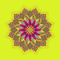 Colorful floral decorative mandala design on green background vector