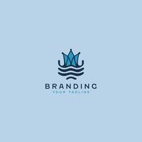 Water Crown Logo Design Template vector