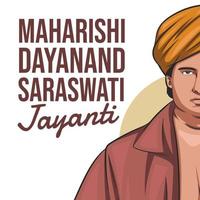 maharishi dayan y saraswati jayanti cartel vector